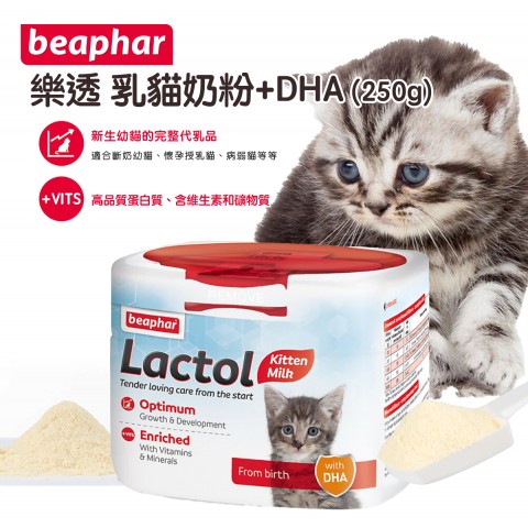 Beaphar樂透 乳貓奶粉+DHA 250g（貓咪專用貓奶粉)離乳貓奶粉 幼貓奶粉 貓用  貓奶粉 牛奶