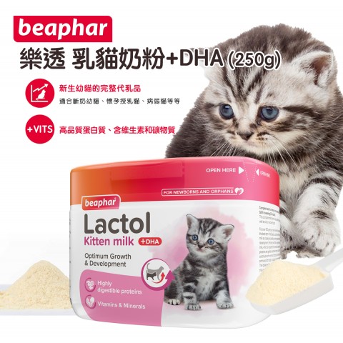 Beaphar樂透 乳貓奶粉+DHA 250g（貓咪專用貓奶粉)離乳貓奶粉 幼貓奶粉 貓用  貓奶粉 牛奶